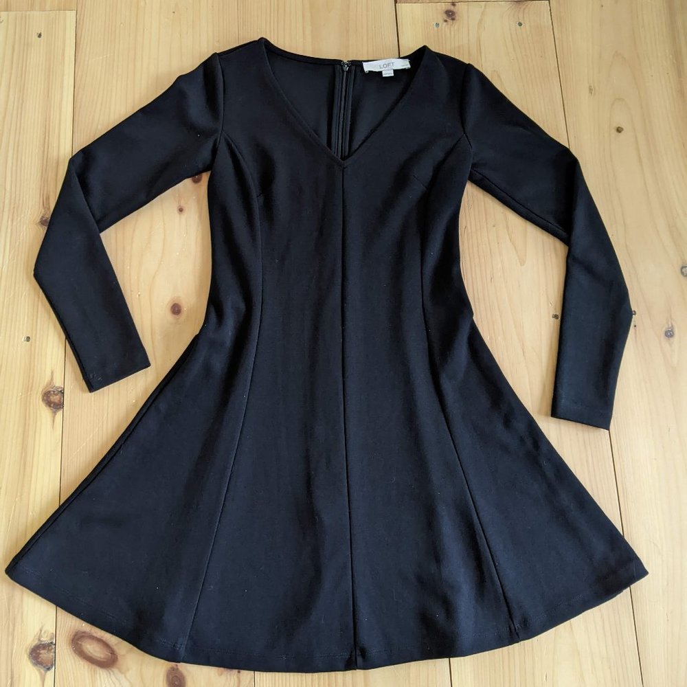 LOFT Black Long Sleeve Dress